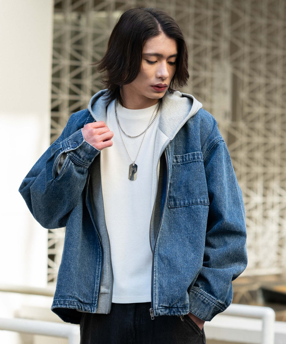 デニム中濃加工 モデル：182cm L着用