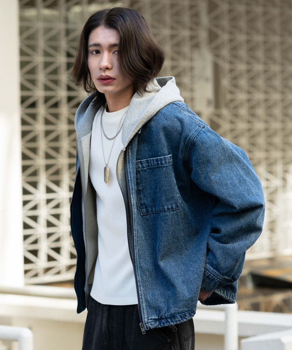 デニム中濃加工 モデル：182cm L着用