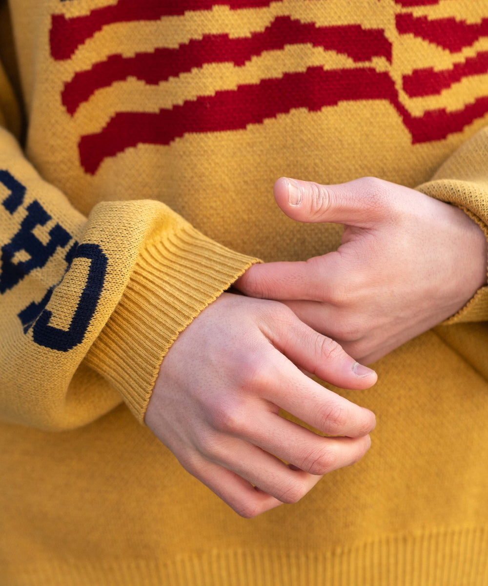 スリーブロゴニットプルオーバー