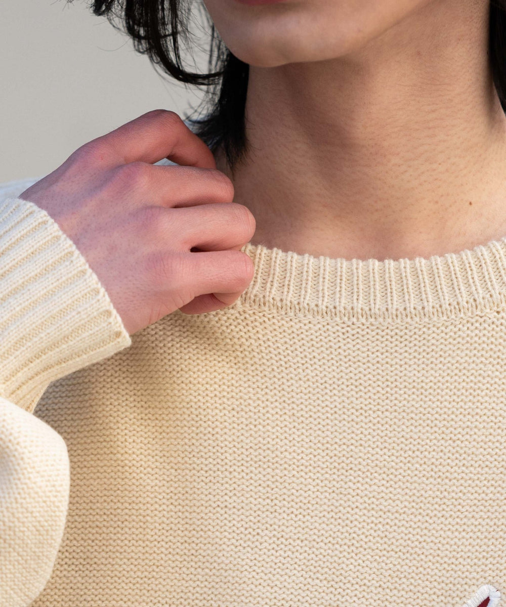 サテンワッペンニットプルオーバー