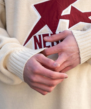 サテンワッペンニットプルオーバー