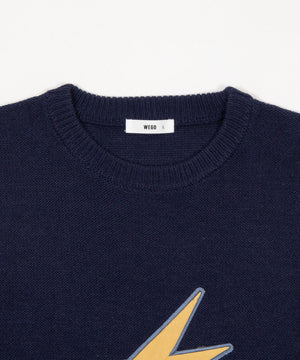 サテンワッペンニットプルオーバー