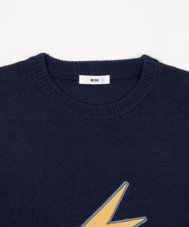 サテンワッペンニットプルオーバー