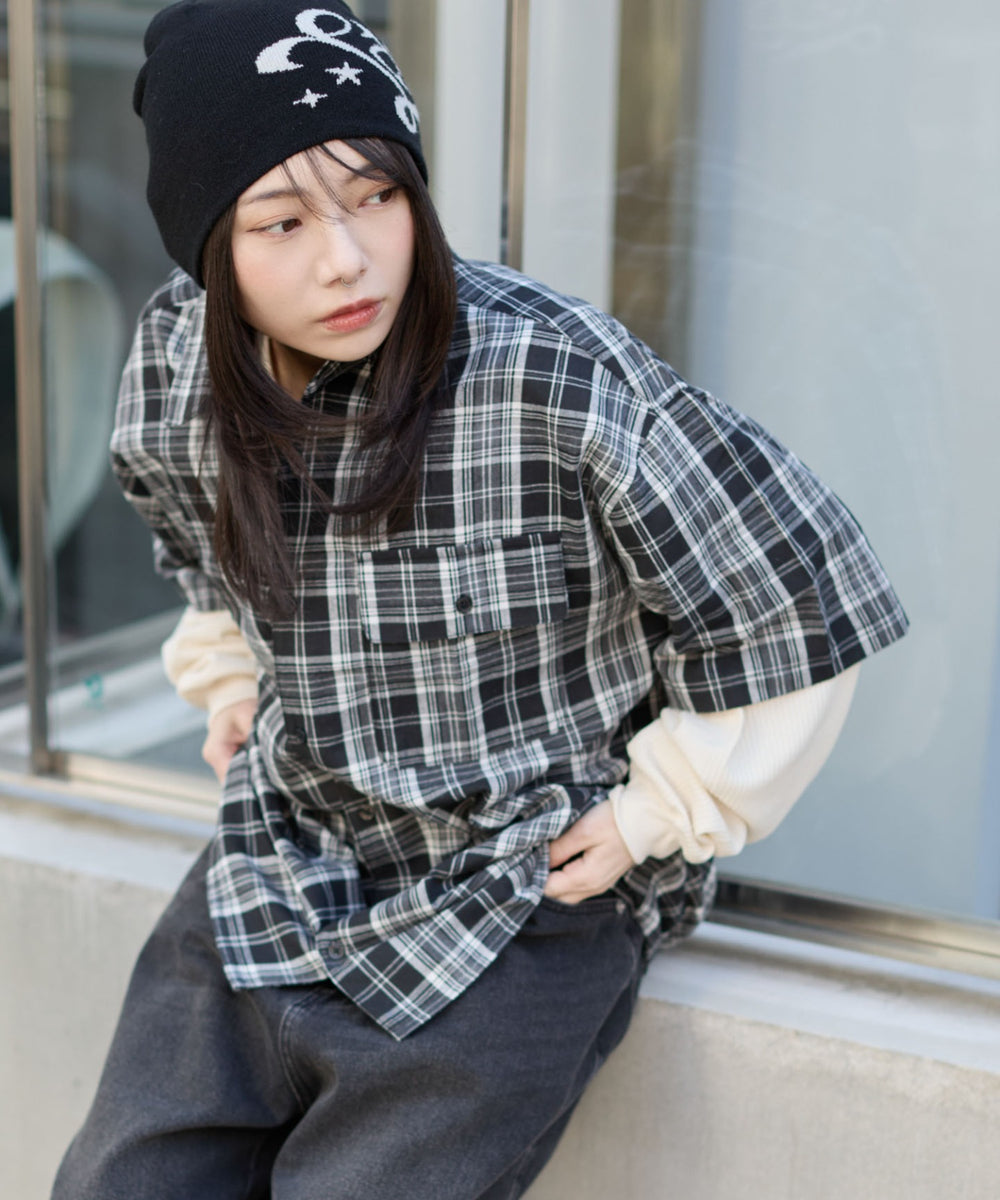 ブラックチェック モデル：159cm M着用