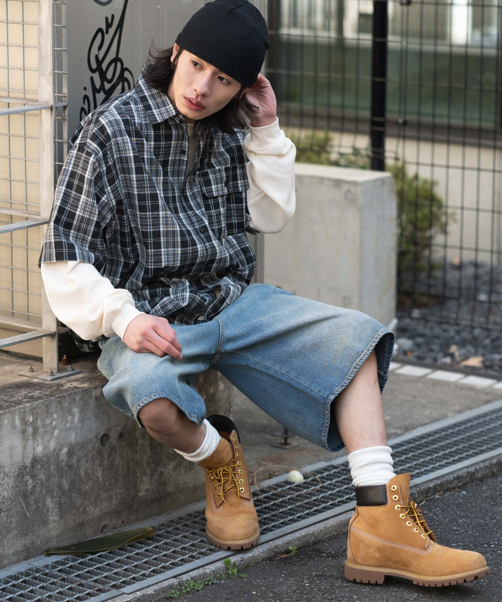 ブラックチェック1 モデル：182cm L着用