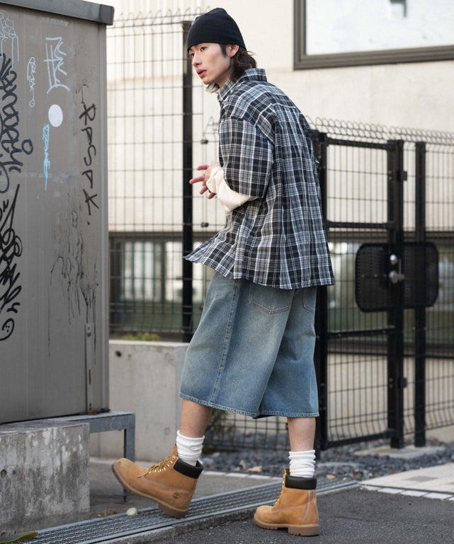 ブラックチェック1 モデル：182cm L着用