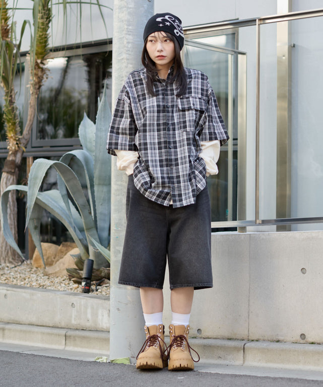 ブラックチェック モデル：159cm M着用