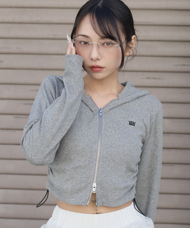 リブジップパーカー/杢グレー モデル：159cm F着用
