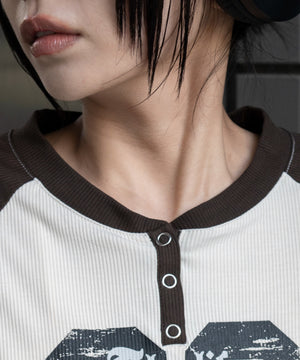 ラグランヘンリーネックロンT