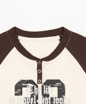 ラグランヘンリーネックロンT