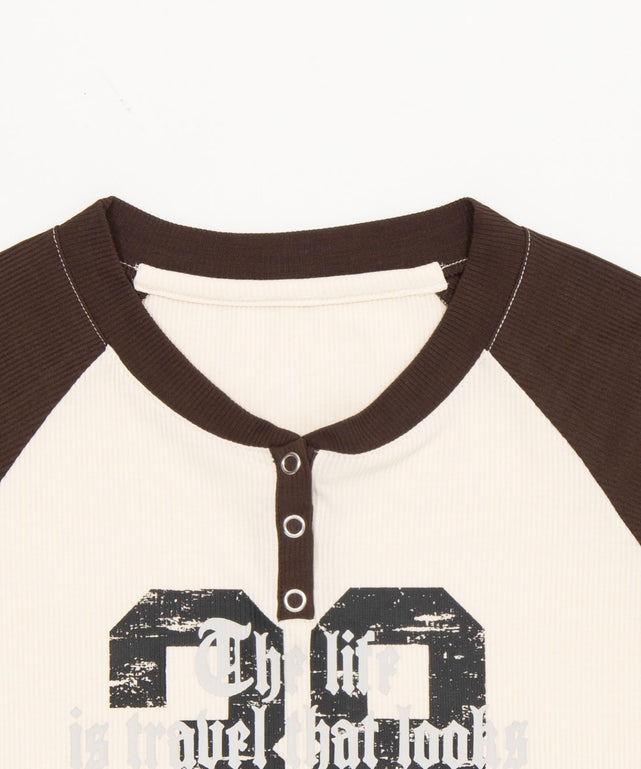 ラグランヘンリーネックロンT