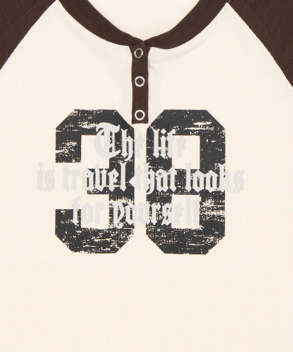 ラグランヘンリーネックロンT