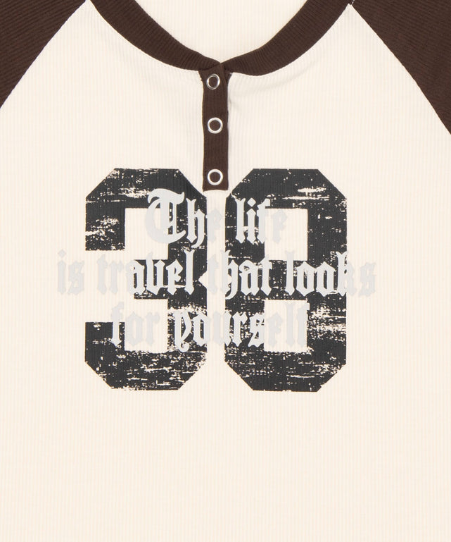 ラグランヘンリーネックロンT