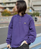 裏起毛ショートドロストヘンリーネックプルオーバー/パープル　モデル：175cm L着用