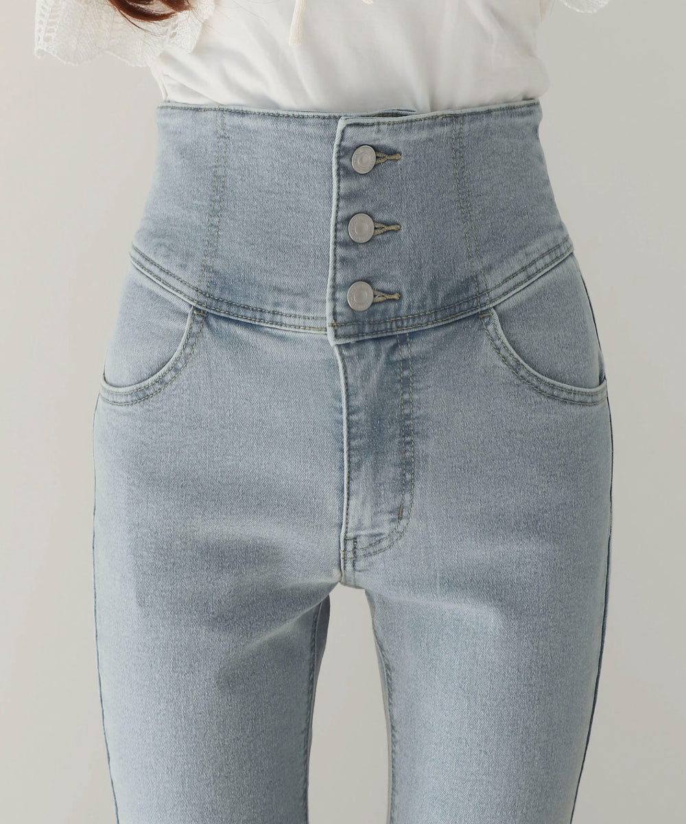 ハイウエストストレッチフレアデニムパンツ