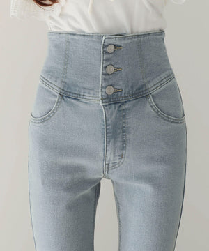ハイウエストストレッチフレアデニムパンツ