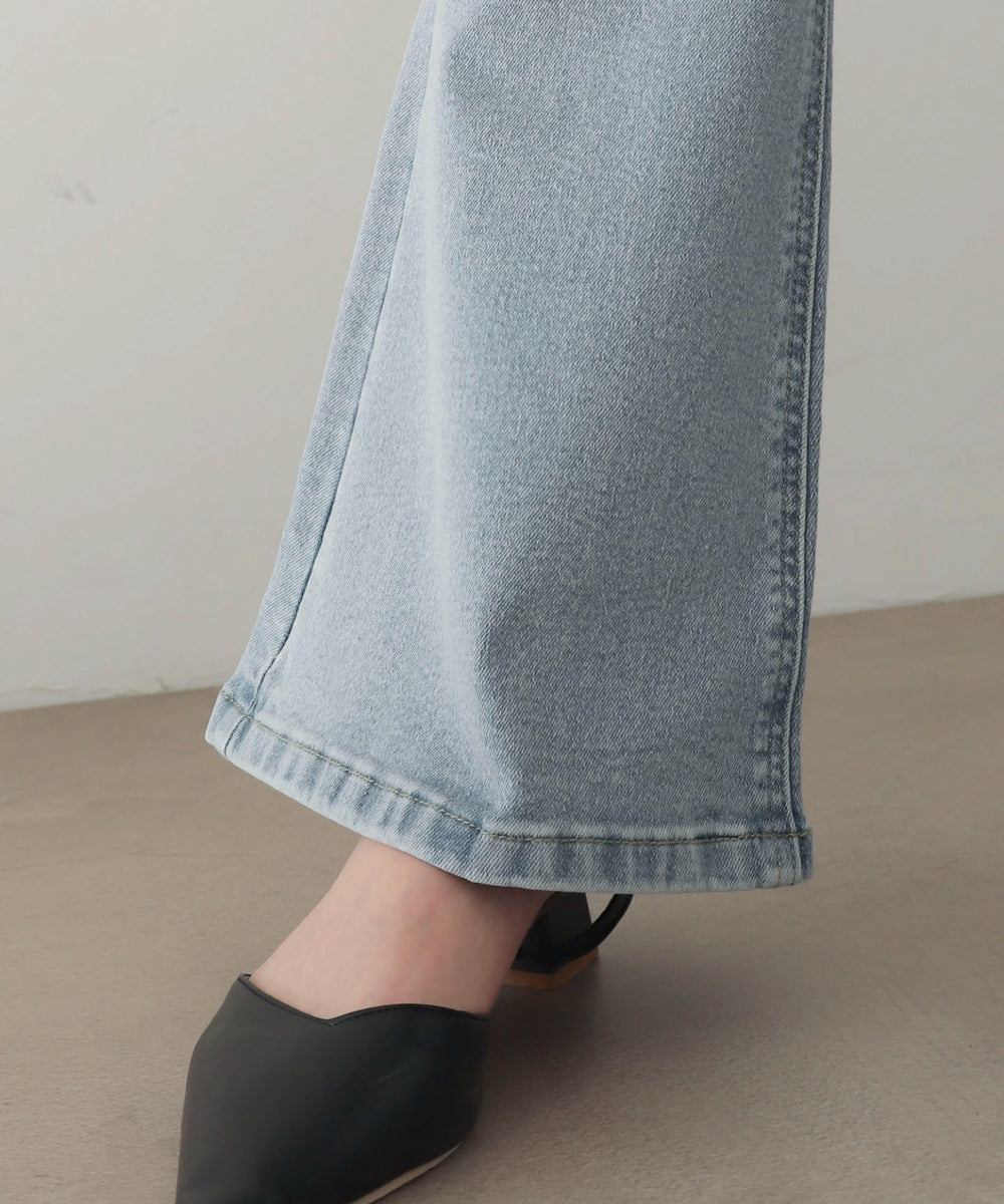 ハイウエストストレッチフレアデニムパンツ