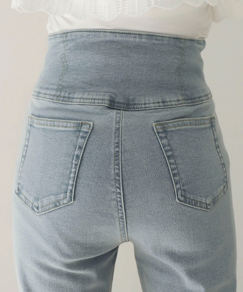 ハイウエストストレッチフレアデニムパンツ