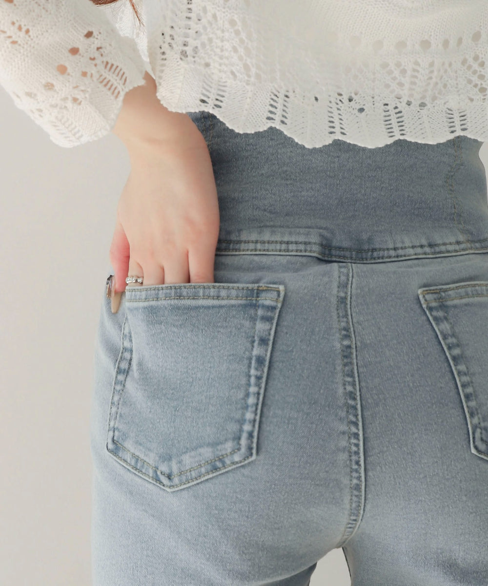 ハイウエストストレッチフレアデニムパンツ