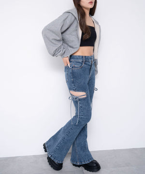 デニム中濃加工　モデル：155cm M着用