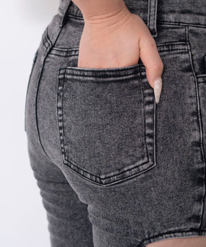 カットアウトリボンストレッチフレアデニムパンツ