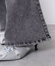 カットアウトリボンストレッチフレアデニムパンツ