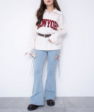 デニム淡加工　モデル：155cm M着用