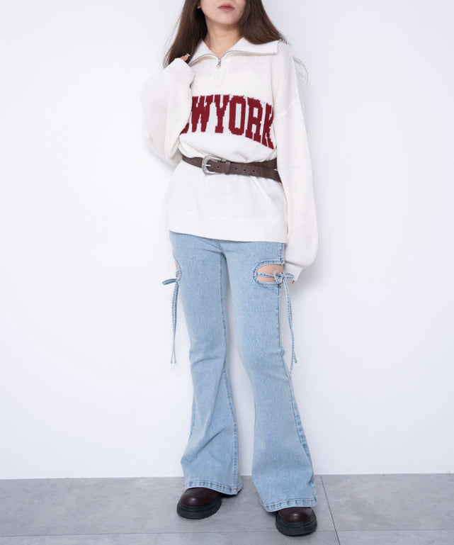 デニム淡加工　モデル：155cm M着用