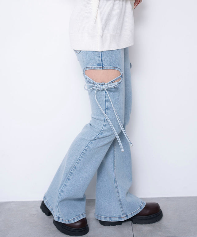 デニム淡加工　モデル：155cm M着用