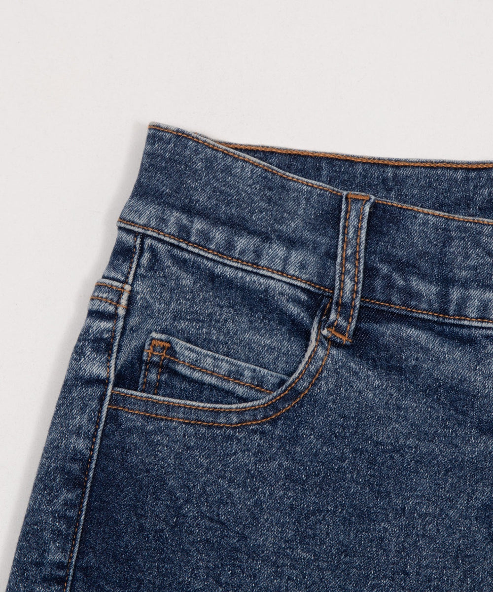 カットアウトリボンストレッチフレアデニムパンツ