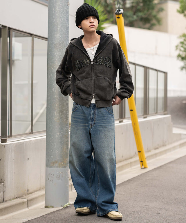 デニム中濃加工 モデル：180cm L着用