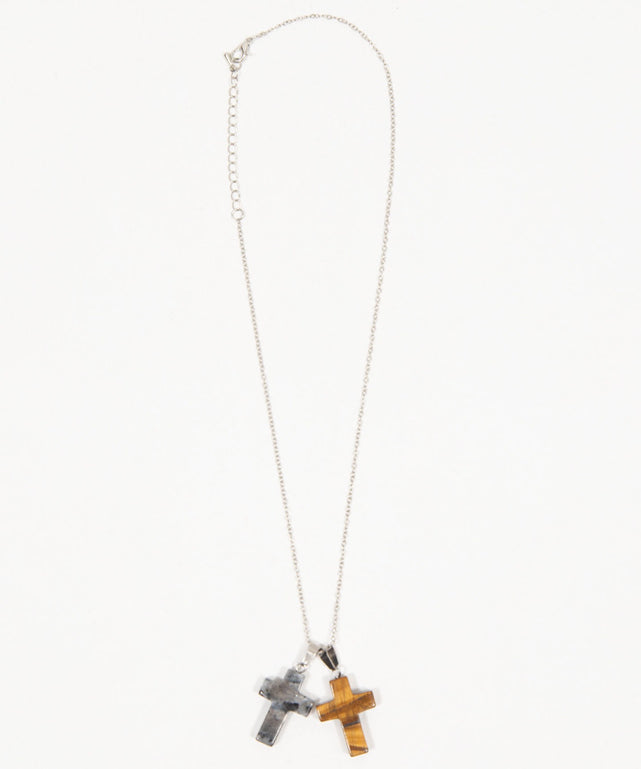 L2Pクロスパールレイヤードネックレス