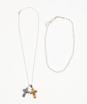 L2Pクロスパールレイヤードネックレス