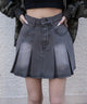 デニムプリーツミニスカート/グレー　モデル：159cm M着用