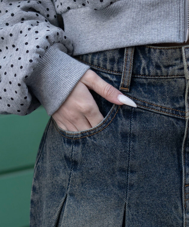 デニムプリーツミニスカート