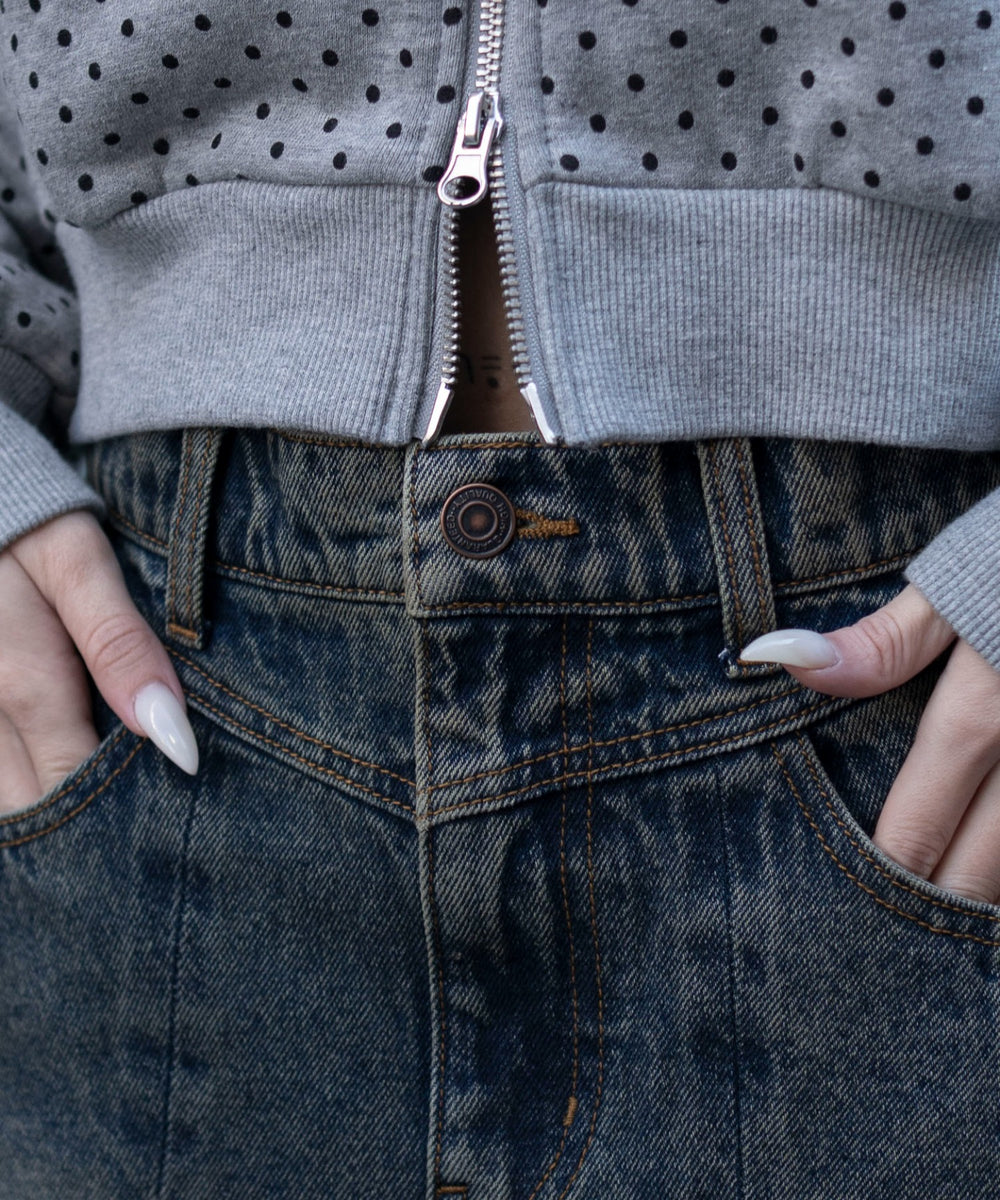 デニムプリーツミニスカート