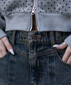 デニムプリーツミニスカート