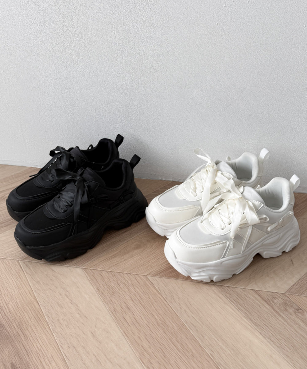 リボンデザイン厚底スニーカー