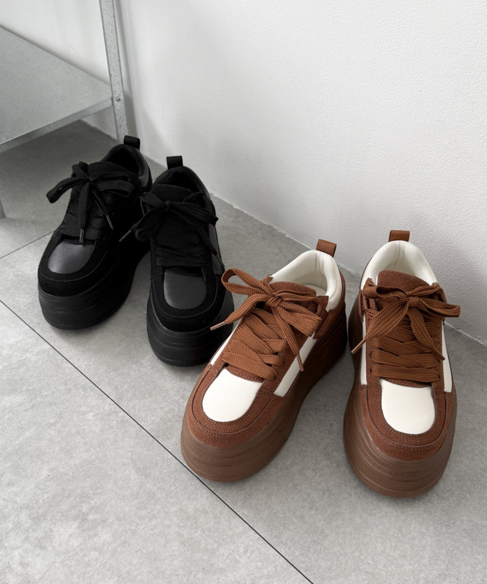 厚底ワイドシューレーススニーカー