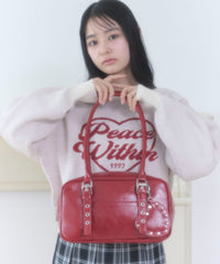 スタッズハートチャーム付きハトメボストン