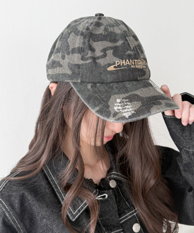 PHANTOMロゴダメージキャップ/柄1：迷彩