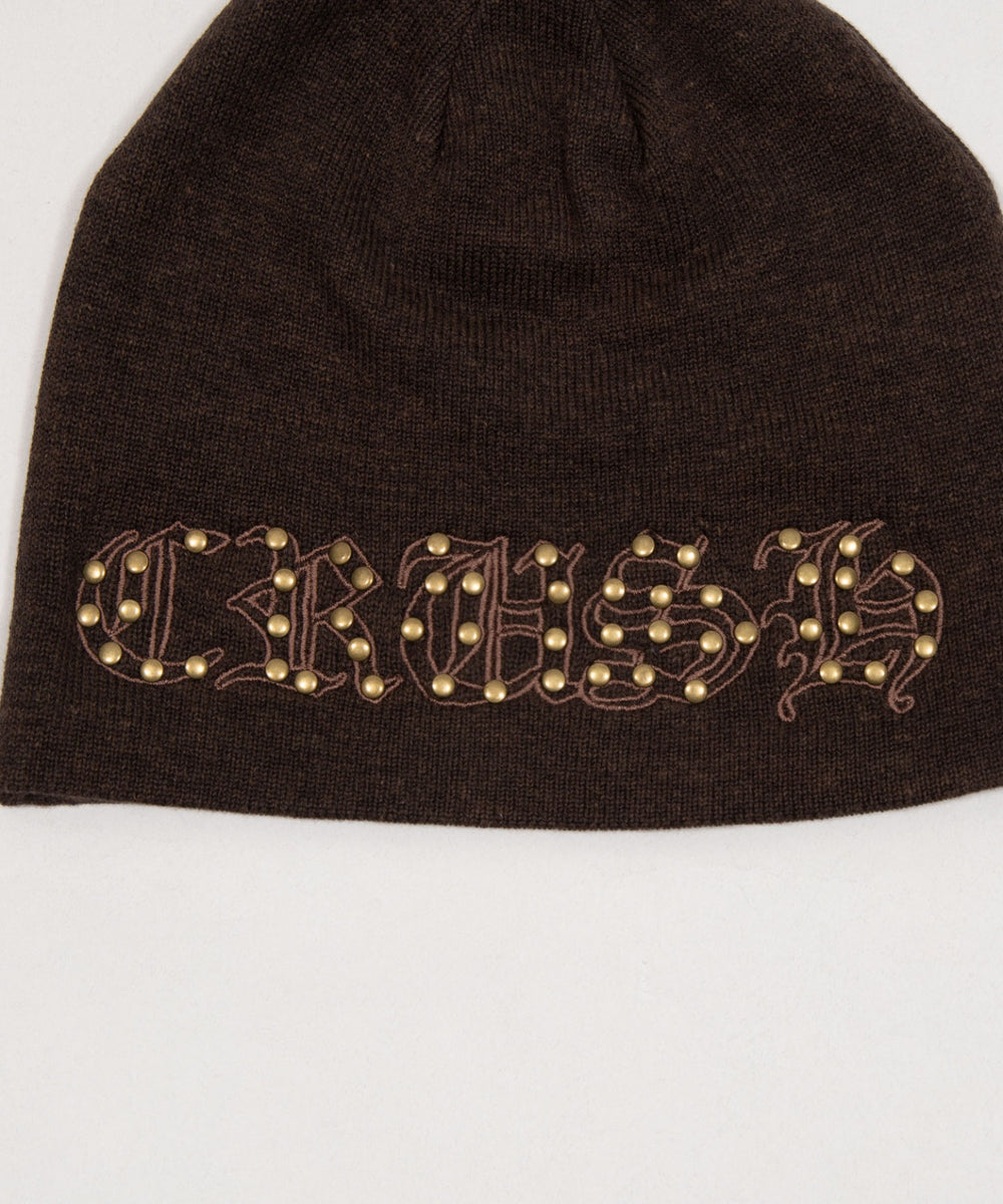 ロゴ刺繍スタッズビーニー