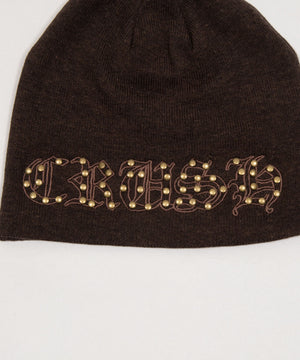 ロゴ刺繍スタッズビーニー