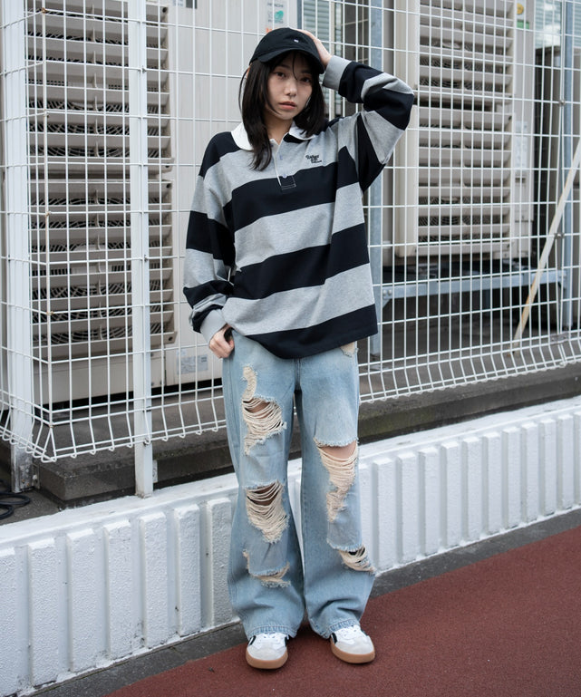 デニム淡加工 モデル：159cm M着用