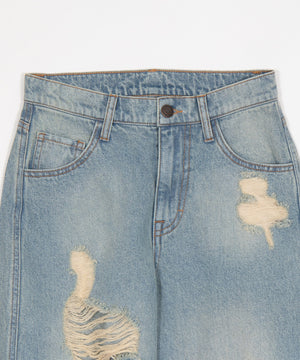 ダメージストレートデニムパンツ