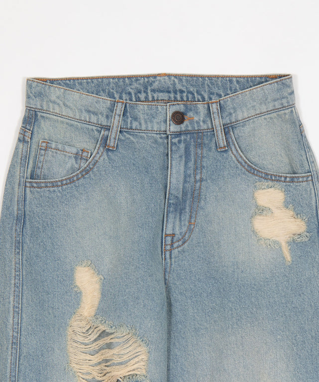 ダメージストレートデニムパンツ