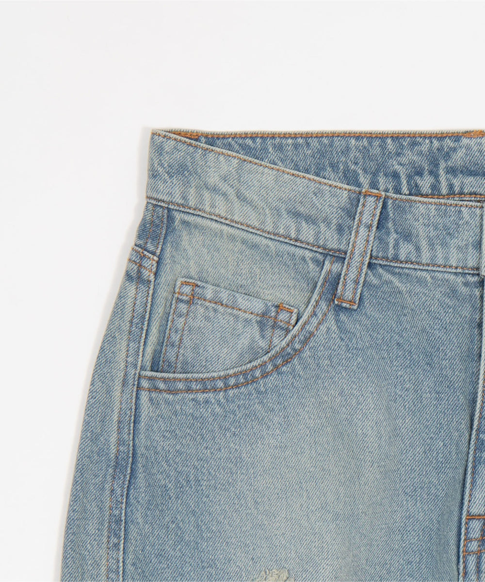 ダメージストレートデニムパンツ