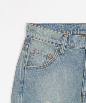 ダメージストレートデニムパンツ