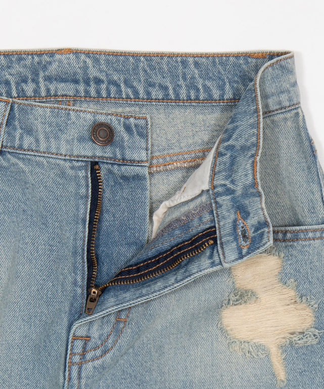 ダメージストレートデニムパンツ