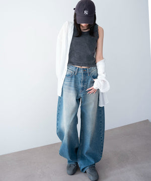 デニム中濃加工　モデル：159cm M着用